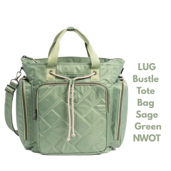 LUG Bustle Tote Bag Green Carry-On Water-Bottle Pocket RFID XL Purse Overnight - Picture 1 of 13